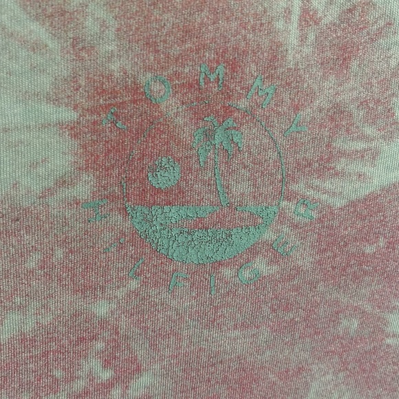 TOMMY HILFIGER T-Shirt Light Green Pastel Palm Print-XS - Picture 3 of 4